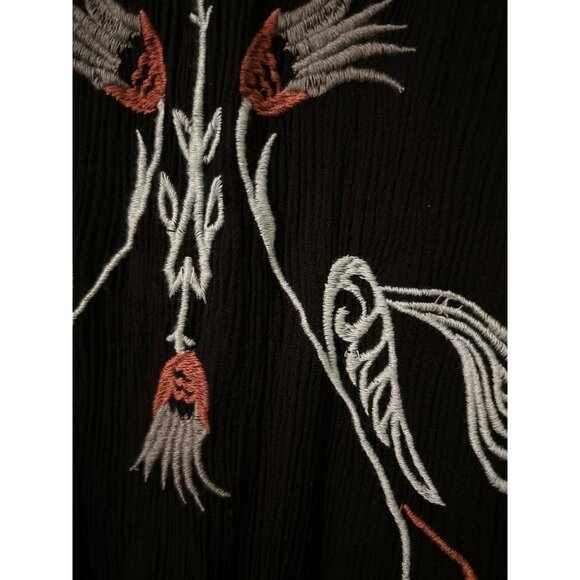 Intimately Free People Black Embroidered Boho Tassel Tunic Dress Sleeveless Keyh - Picture 12 of 16